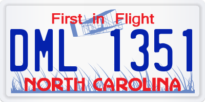 NC license plate DML1351