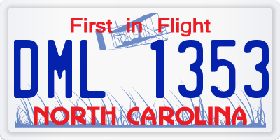NC license plate DML1353