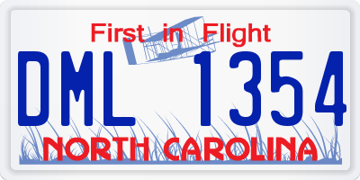 NC license plate DML1354