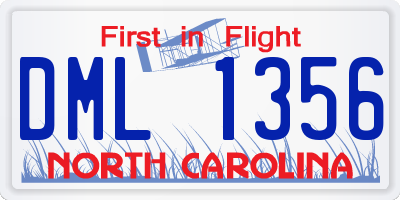 NC license plate DML1356