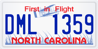 NC license plate DML1359