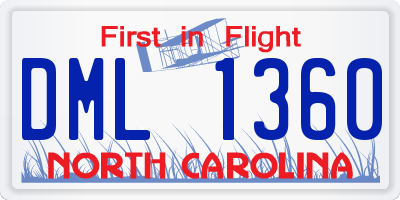 NC license plate DML1360