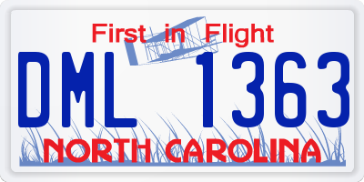 NC license plate DML1363