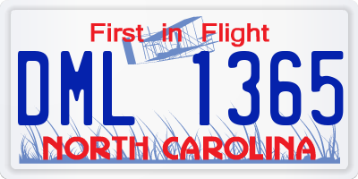 NC license plate DML1365