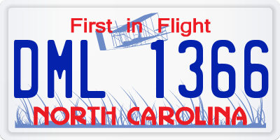 NC license plate DML1366