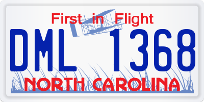 NC license plate DML1368