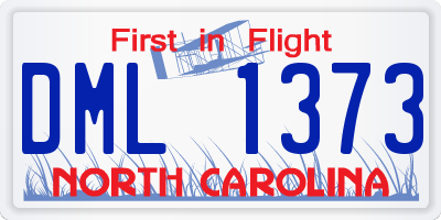 NC license plate DML1373