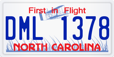 NC license plate DML1378