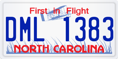 NC license plate DML1383