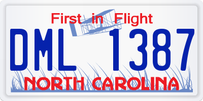 NC license plate DML1387