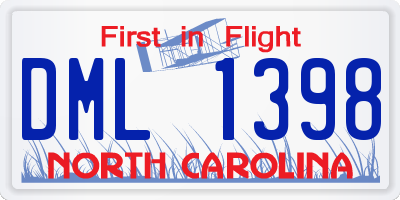 NC license plate DML1398