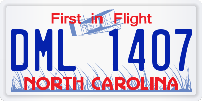 NC license plate DML1407