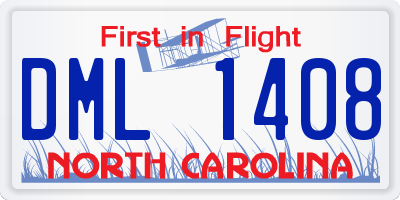 NC license plate DML1408