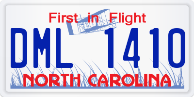 NC license plate DML1410