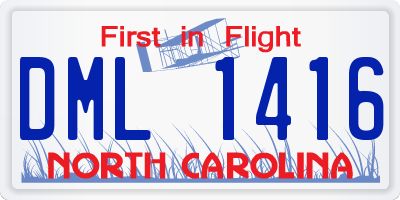 NC license plate DML1416