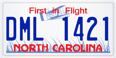 NC license plate DML1421