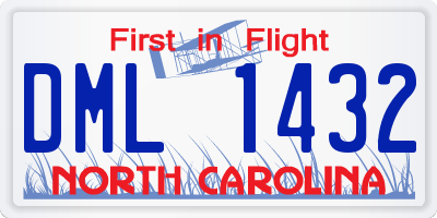 NC license plate DML1432