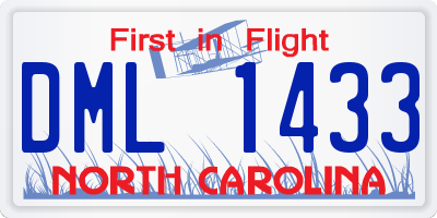 NC license plate DML1433