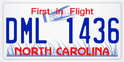 NC license plate DML1436