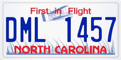 NC license plate DML1457