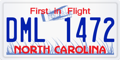 NC license plate DML1472