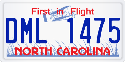 NC license plate DML1475