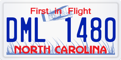 NC license plate DML1480