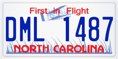 NC license plate DML1487