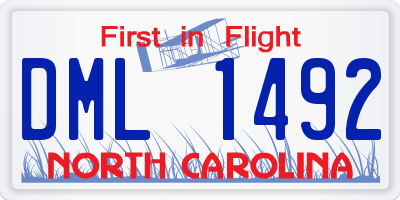 NC license plate DML1492