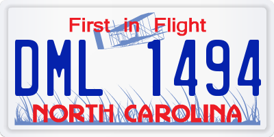 NC license plate DML1494