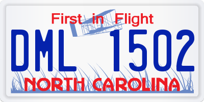 NC license plate DML1502