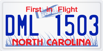 NC license plate DML1503
