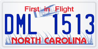 NC license plate DML1513