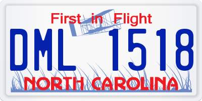 NC license plate DML1518