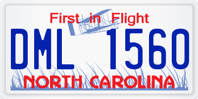 NC license plate DML1560