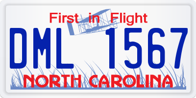 NC license plate DML1567