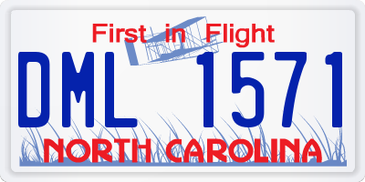 NC license plate DML1571