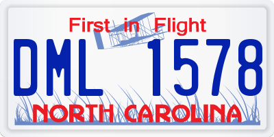 NC license plate DML1578