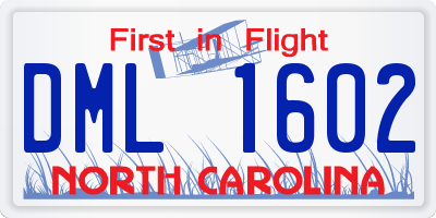 NC license plate DML1602