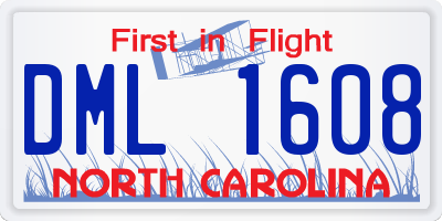 NC license plate DML1608