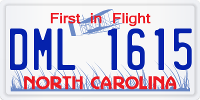 NC license plate DML1615