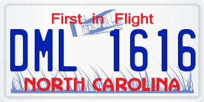 NC license plate DML1616