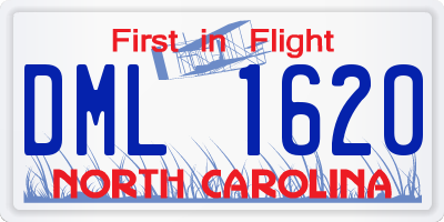 NC license plate DML1620