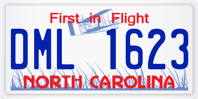 NC license plate DML1623