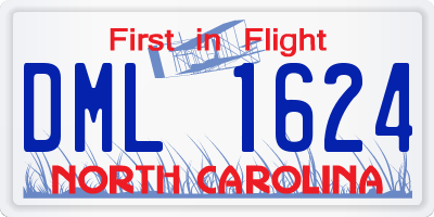 NC license plate DML1624