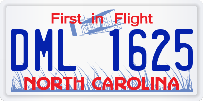 NC license plate DML1625