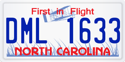 NC license plate DML1633