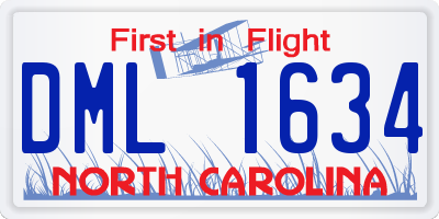 NC license plate DML1634
