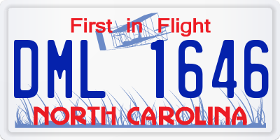 NC license plate DML1646