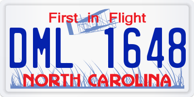 NC license plate DML1648